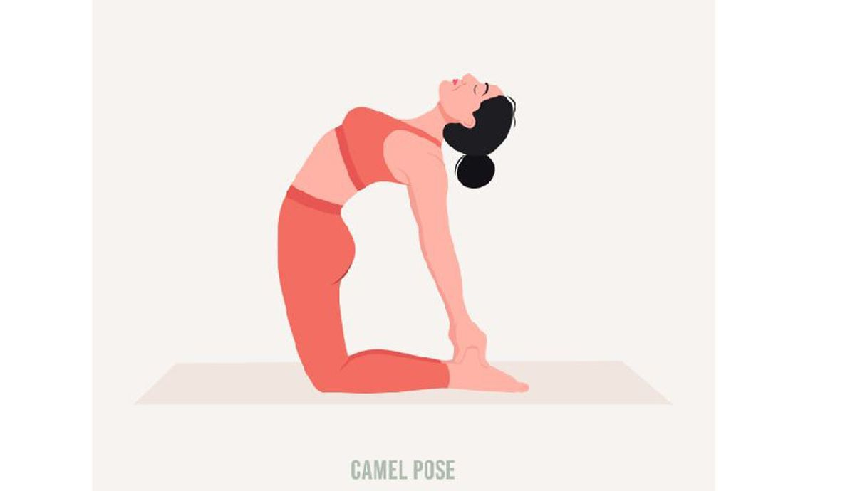 Postura del camello Yoga para la menstruación Postura del camello Yoga para la menstruación
