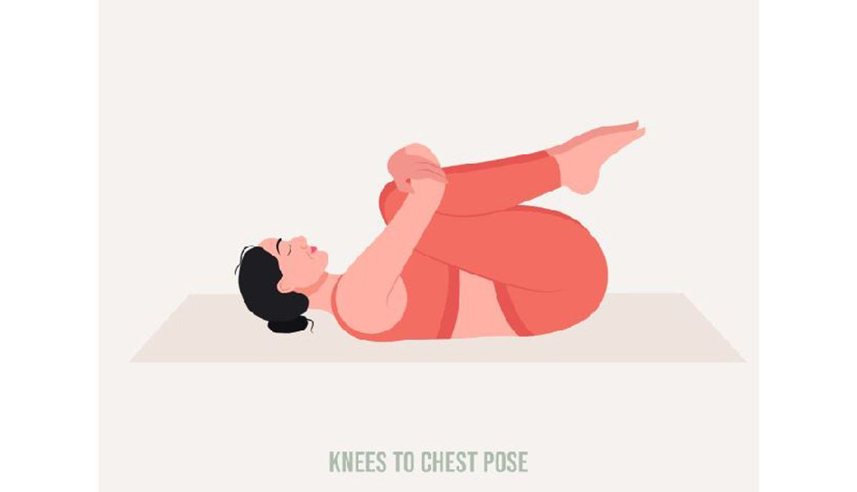 Postura de Rodillas al Pecho Yoga para la menstruación Postura de Rodillas al Pecho Yoga para la menstruación