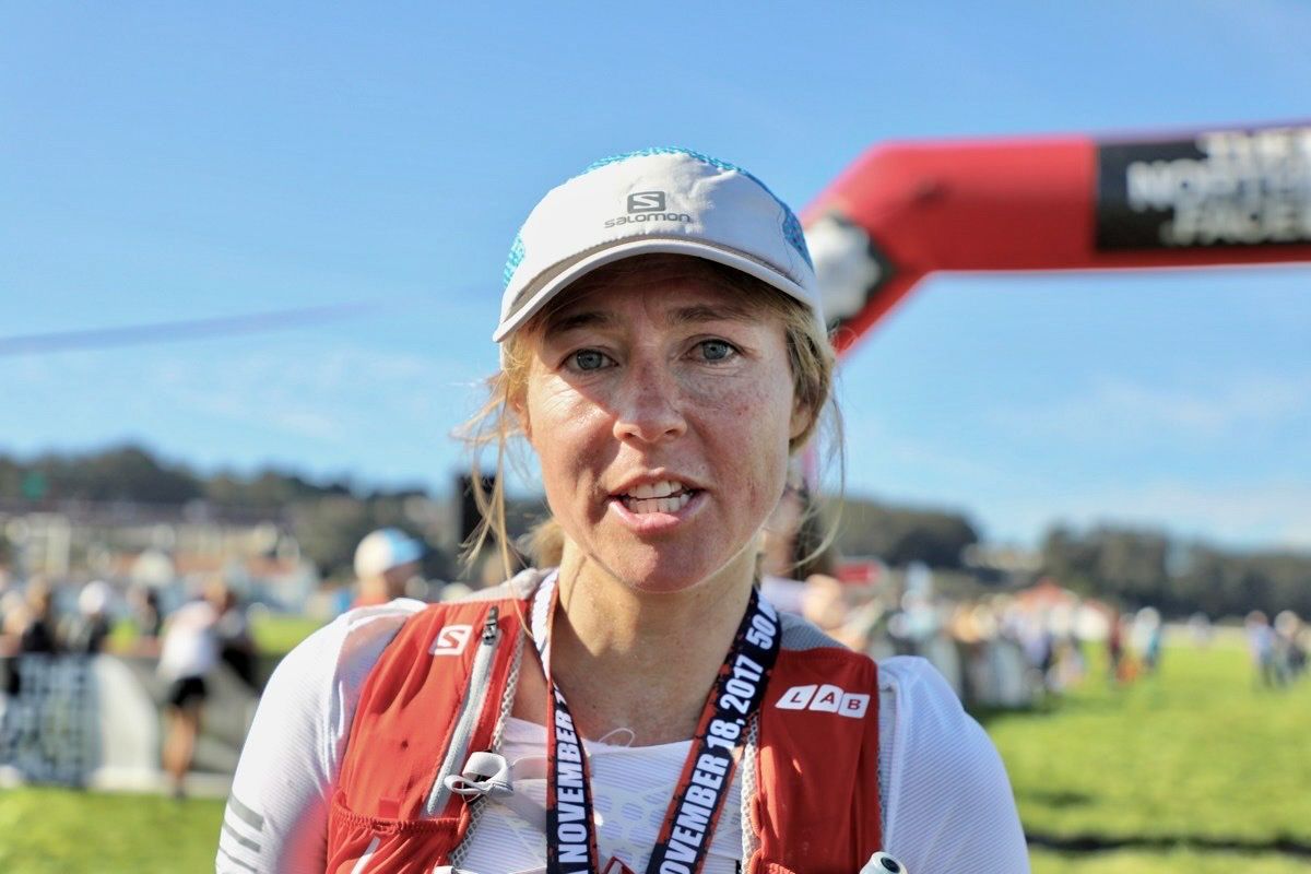 Megan after the 2017 The North Face 50 Mile. Photo: iRunFar/Bryon Powell
