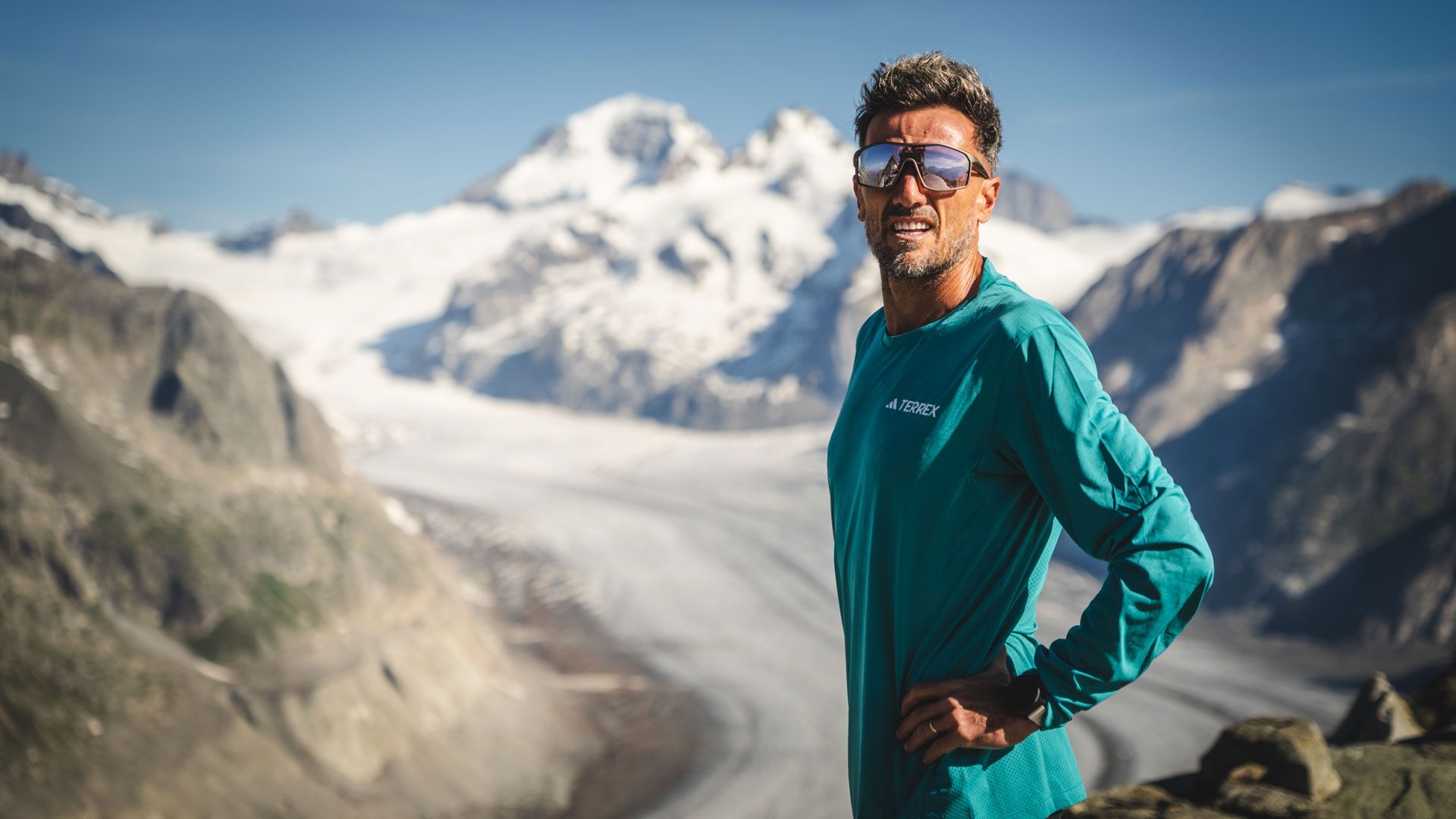 Chema Martínez en el Gran Glaciar del Aletsch