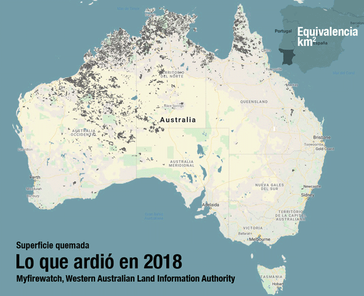 Superficie quemada en Australia Superficie quemada en Australia