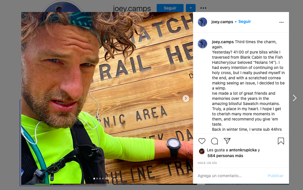 Joei Campanelli al comienzo de la ruta