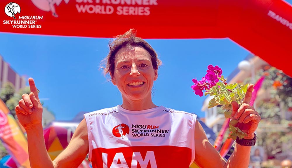 Thibaut Garrivier y Ragna Debats ganadores de Transvulcania 2019. Fotografía MRSWS